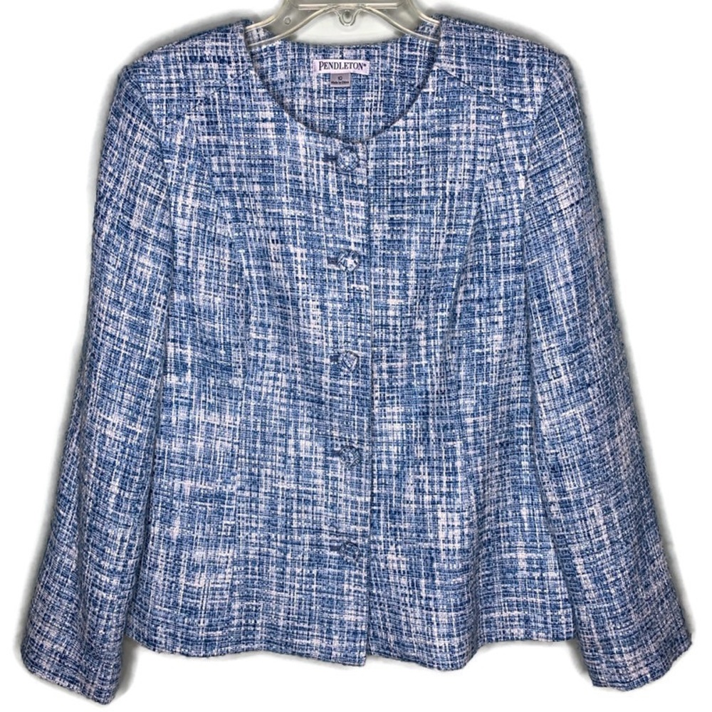 Pendleton Tweed Blazer Blue White Size 10